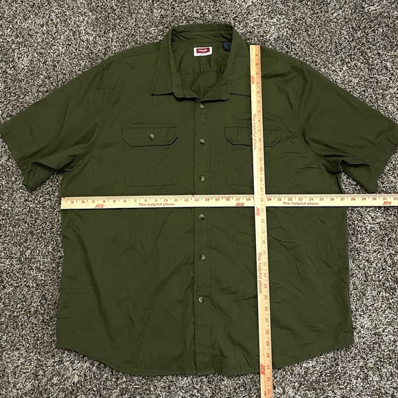 Wrangler Shirt Men's XXL Olive Green Button Up Short Sleeve‎ Utility Pockets - Picture 4 of 10